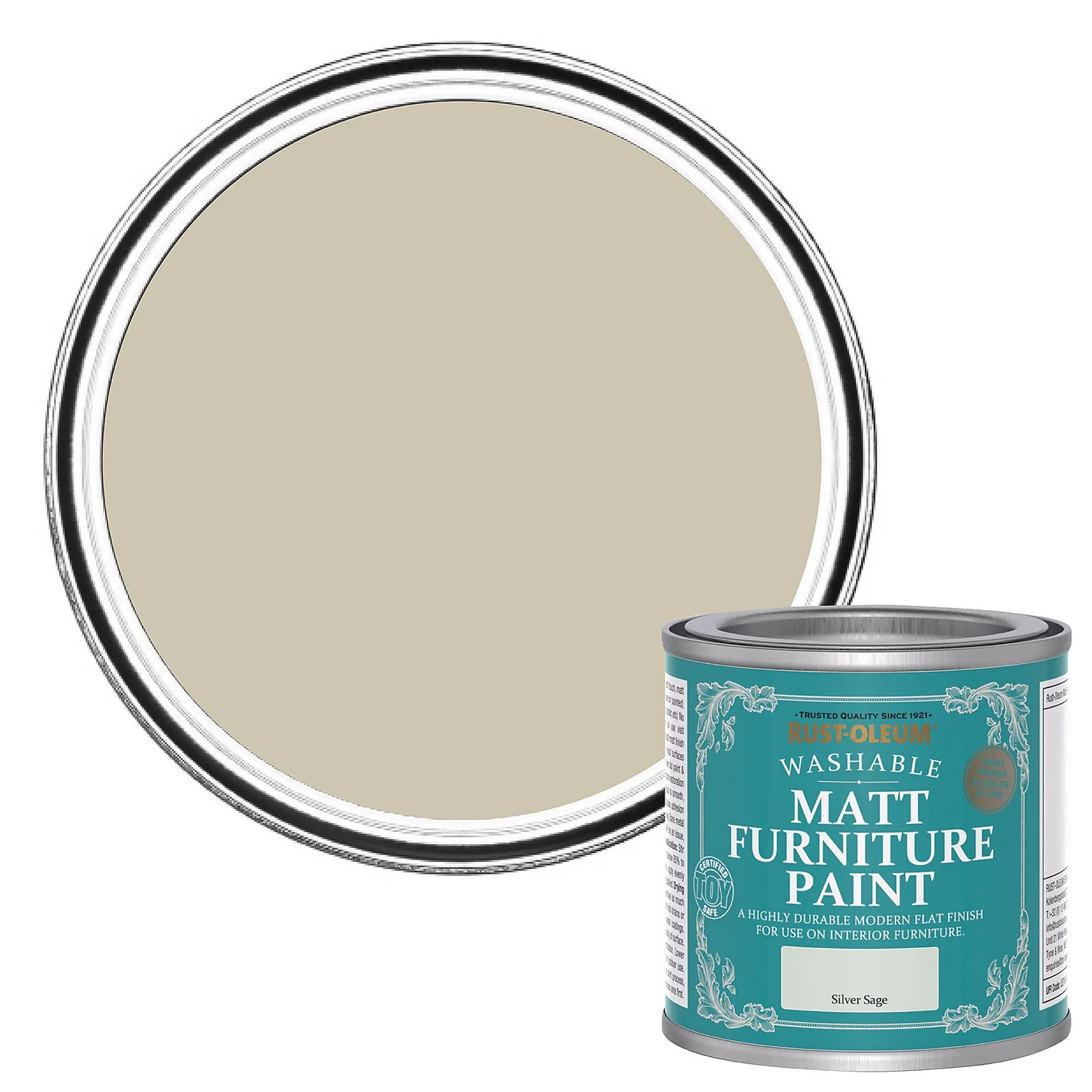Rust-Oleum Matt Furniture Paint Silver Sage - 125ml 3 Rust-Oleum Matt Furniture Paint Silver Sage - 125ml