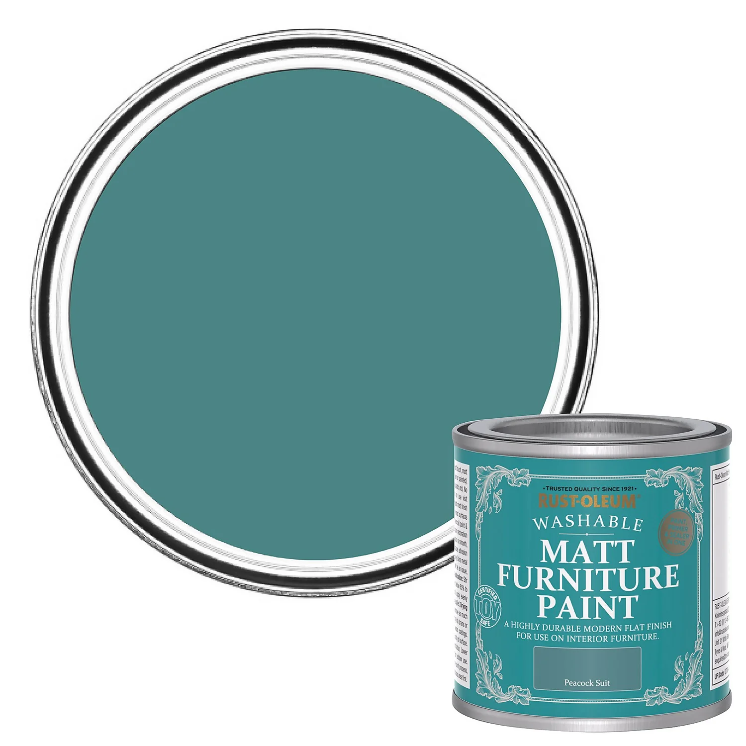 Rust-Oleum Matt Furniture Paint Peacock Suit - 125ml 3 Rust-Oleum Matt Furniture Paint Peacock Suit - 125ml
