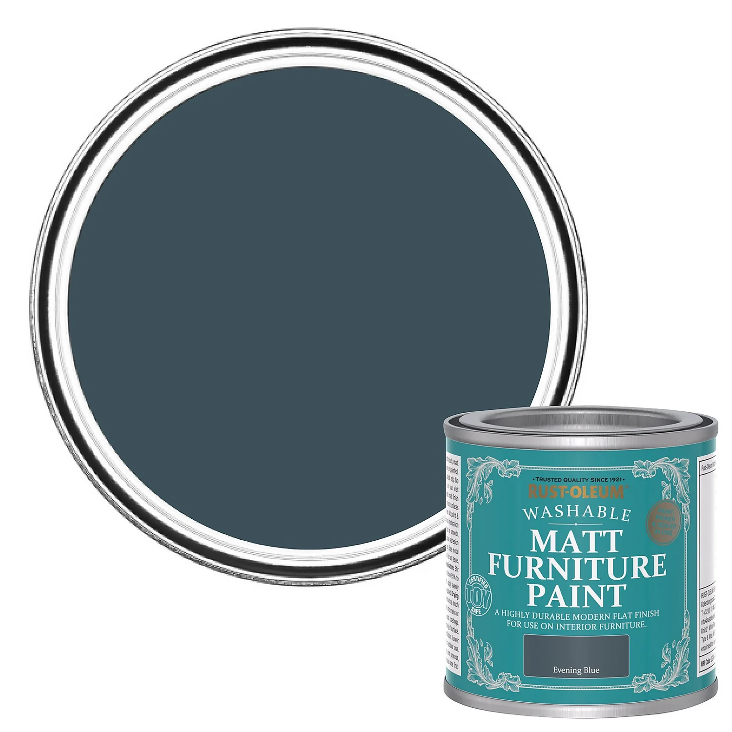 Rust-Oleum Matt Furniture Paint Evening Blue - 125ml 3 Rust-Oleum Matt Furniture Paint Evening Blue - 125ml