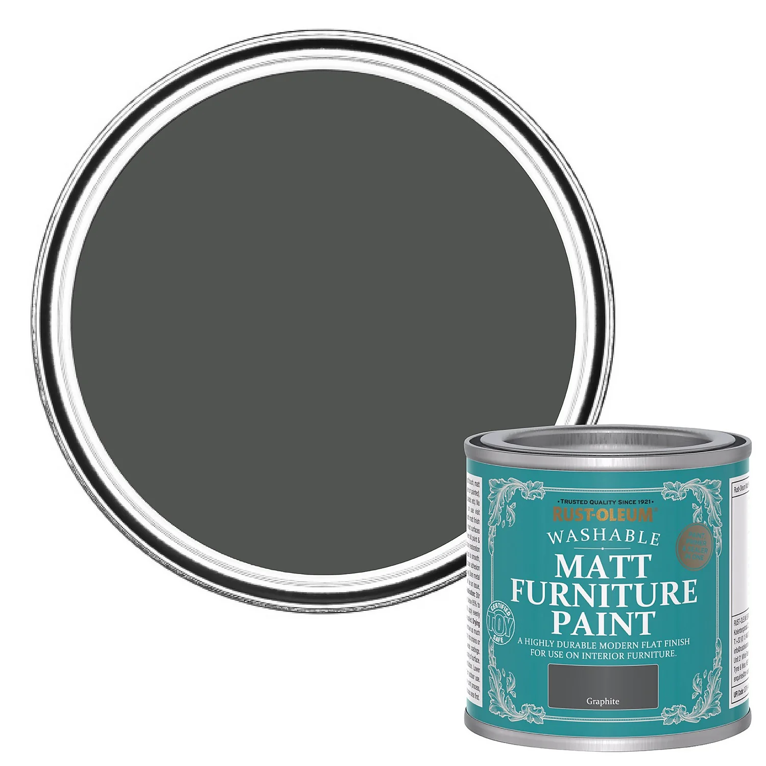 Rust-Oleum Matt Furniture Paint Graphite - 125ml 3 Rust-Oleum Matt Furniture Paint Graphite - 125ml