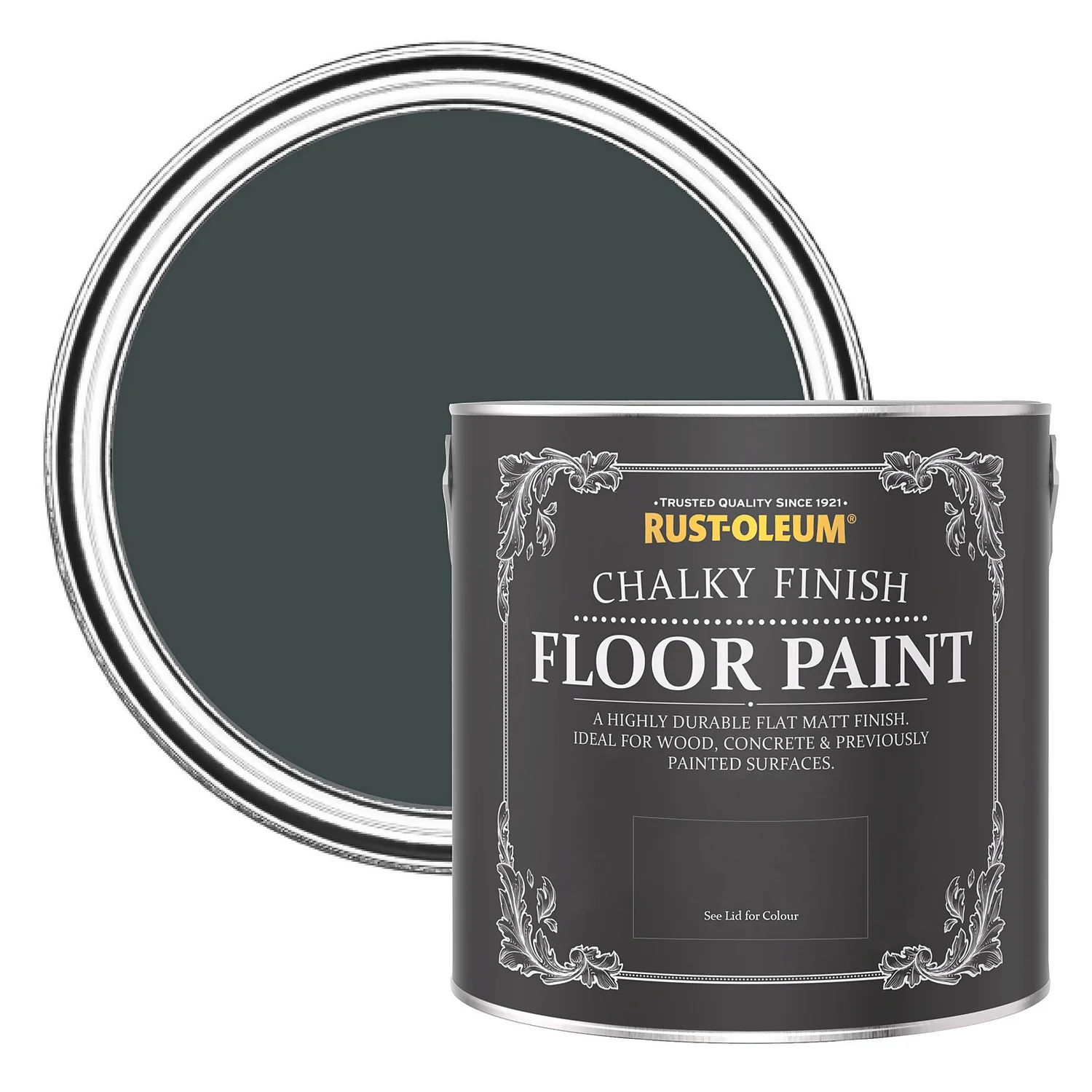 Rust-Oleum Chalky Floor Paint Black Sand - 2.5L 3 Rust-Oleum Chalky Floor Paint Black Sand - 2.5L